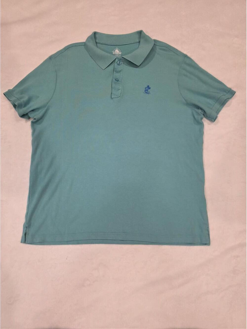 Disney Parks Adult L Polo Shirt Mickey Mouse Embroidered Blue Short Sleeve